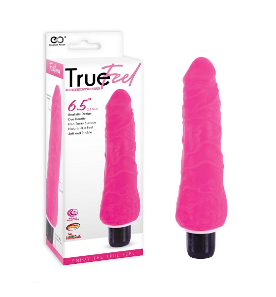 True Feel 6.5 Inch Realistic TPR Vibrator Pink Default Title Vibrators