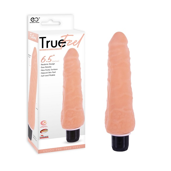 True Feel 6.5 Inch Realistic Flesh TPR Vibrator with Duo Density and Multiple Speeds Default Title DONGS Vibrating