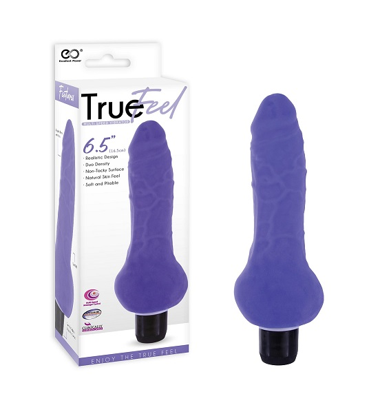 True Feel Realistic TPR Vibrator 6.5 Inch Purple Default Title DONGS Vibrating