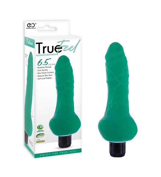 True Feel Realistic TPR Vibrator 6.5 Inch Green with Duo Density and Natural Skin Feel Default Title DONGS Vibrating