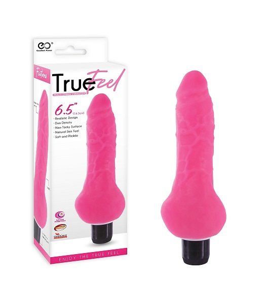 True Feel Realistic TPR Vibrator 6.5 Inch Pink with Duo Density and Natural Skin Feel Default Title DONGS Vibrating