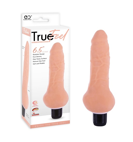 True Feel Realistic TPR Vibrator 6.5 Inch Flesh Tone Default Title DONGS Vibrating