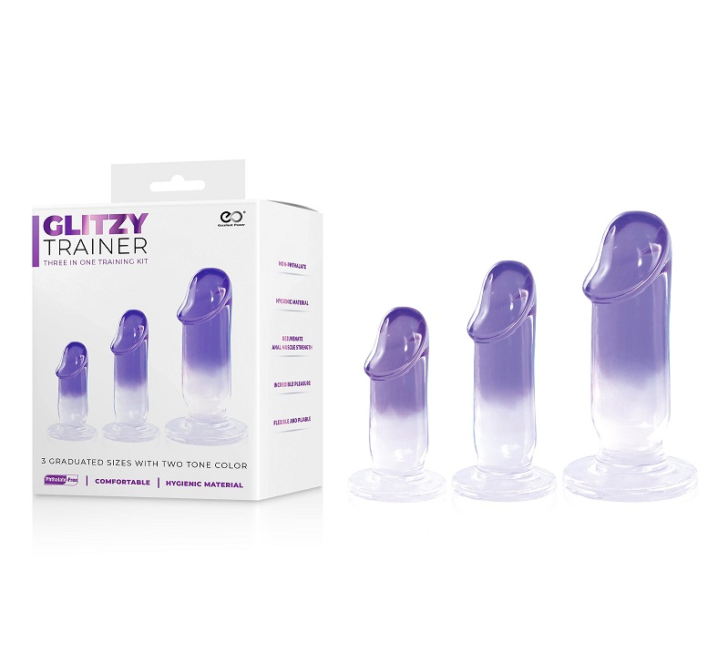 Glitzy Trainer 3 In 1 Dong Kit Purple with 3 Graduated Sizes and Two Tone Color Secondary image