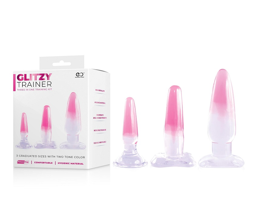Glitzy Trainer 3 In 1 Dong Kit Set Pink With 3 Graduated Sizes and Two Tone Color Secondary image