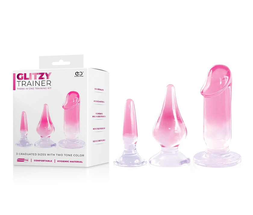 Glitzy Trainer 3 in 1 Dong Mixed Set Pink with 3 Graduated Sizes and Two Tone Color Secondary image