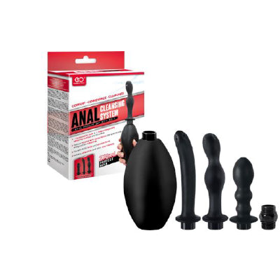 Anal Douche Set with 275ml Black Silicone Bulb and 3 Nozzle Tips with Shower Hose Adaptor Default Title Douches