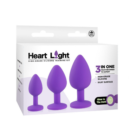 Heart Light Glow in the Dark (Pink) – Silicone Butt Plug 3 Inch Purple > Anal Range > Butt Plug Kits