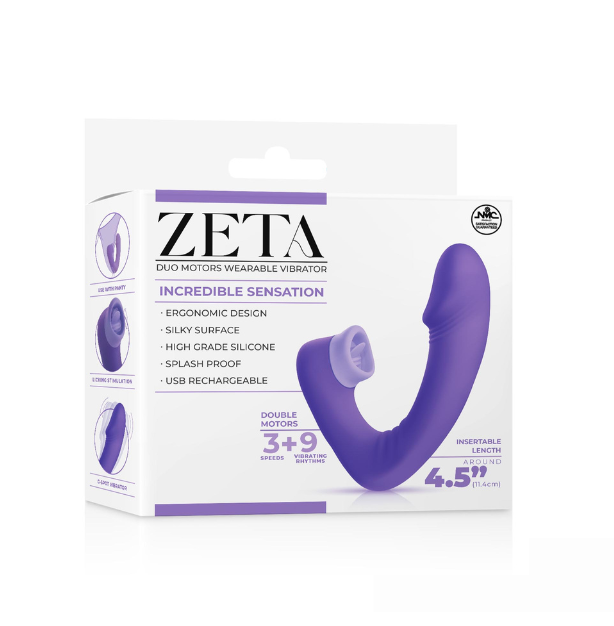 Zeta Duo Motor Wearable Vibrator 11.4 cm Long Purple Panty Vibrators