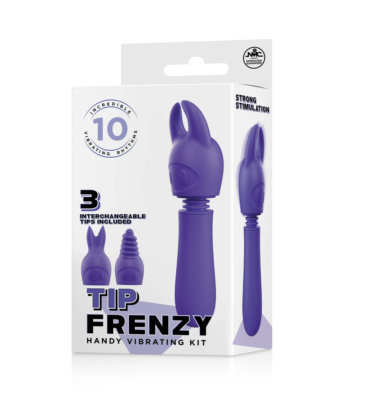Tip Frenzy Silicone Vibe With 3 Interchangeable Tips Purple Handy Vibrating Kit Default Title Vibrators