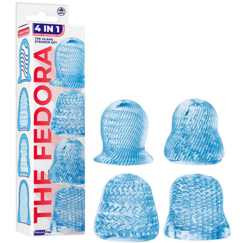 The Fedora 4 Set Masturbator Blue Textured TPE 2 Inch Glans Stroker Sleeves Default Title Strokers - Manual