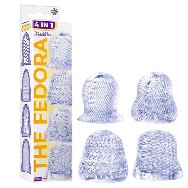 The Fedora 4 Set Transparent Masturbator Sleeves 2 Inch TPE Textured Head Teaser Glans Stroker Default Title Strokers - Manual