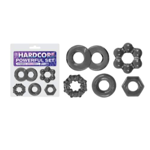 Hardcore Powerful Advanced Cock Ring Set of 5 in Smoke Secondary image