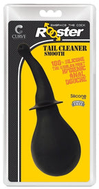 Rooster Tail Cleaner Smooth Black 100% Silicone Anal Douche with 8oz Reservoir and Flexible Nozzle