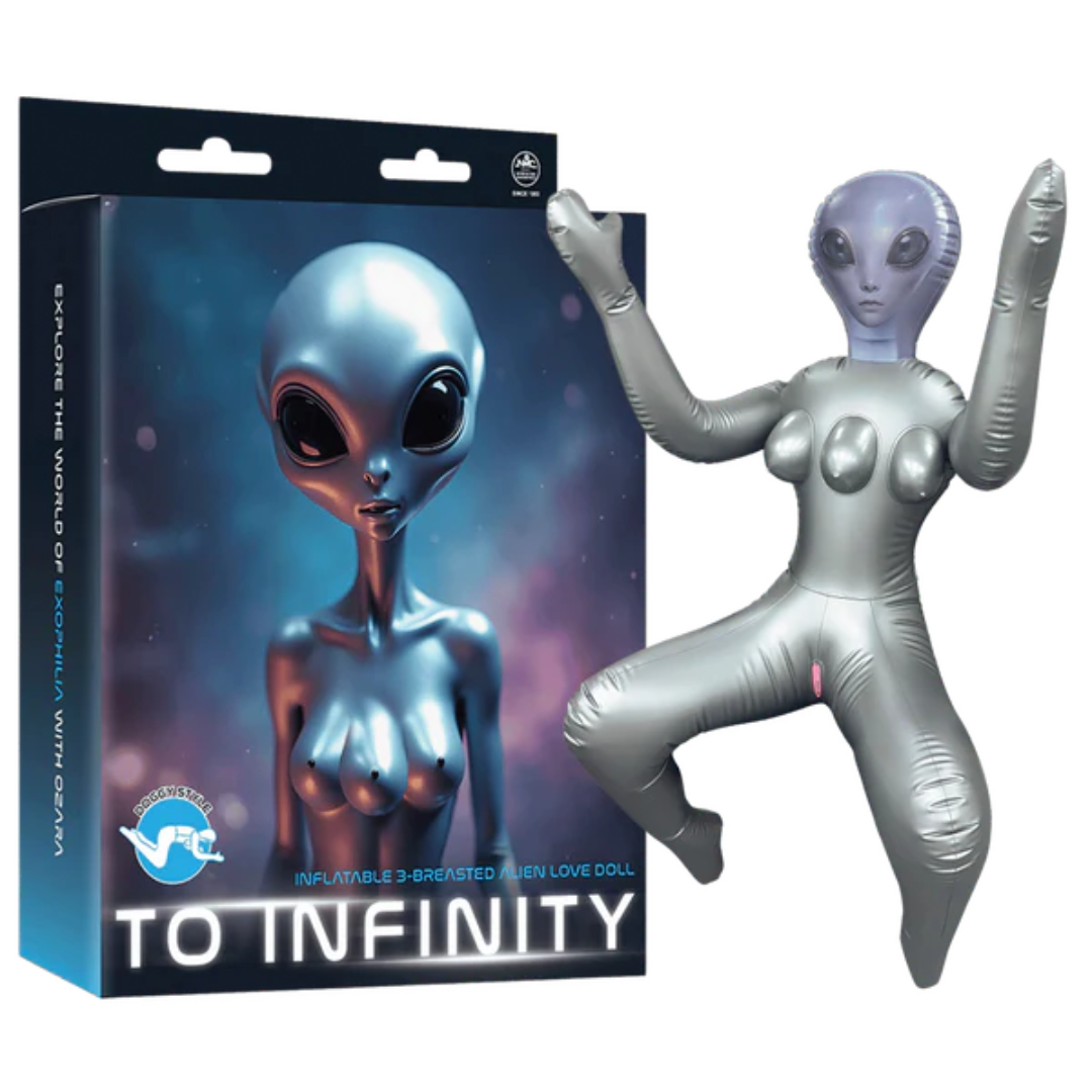 To Infinity Silver Inflatable Squatting Alien Love Doll – Inflatable Love Doll Silver Dolls - Inflatable