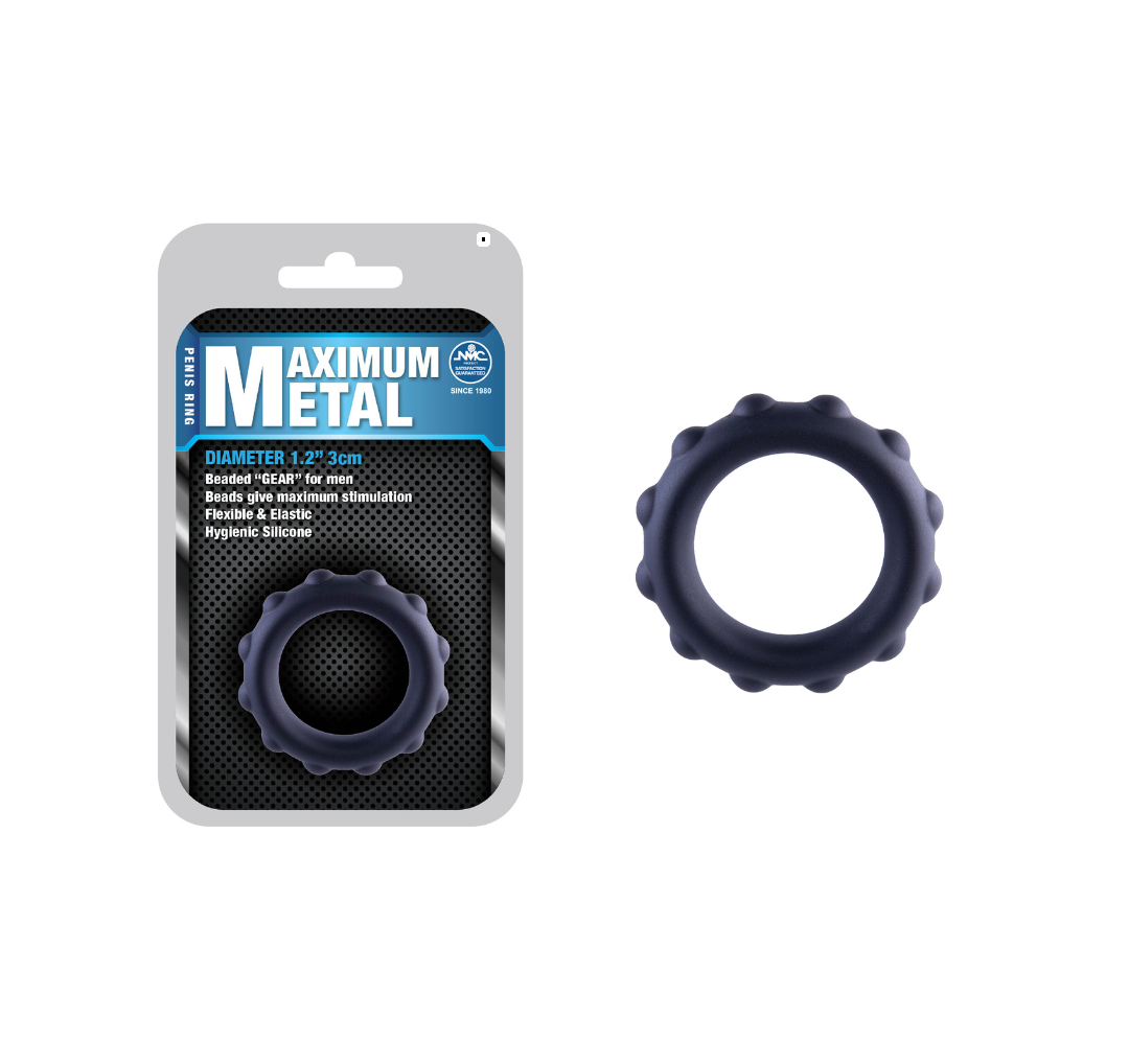 Maximum Metal Silicone Cock Ring with Metal Ball