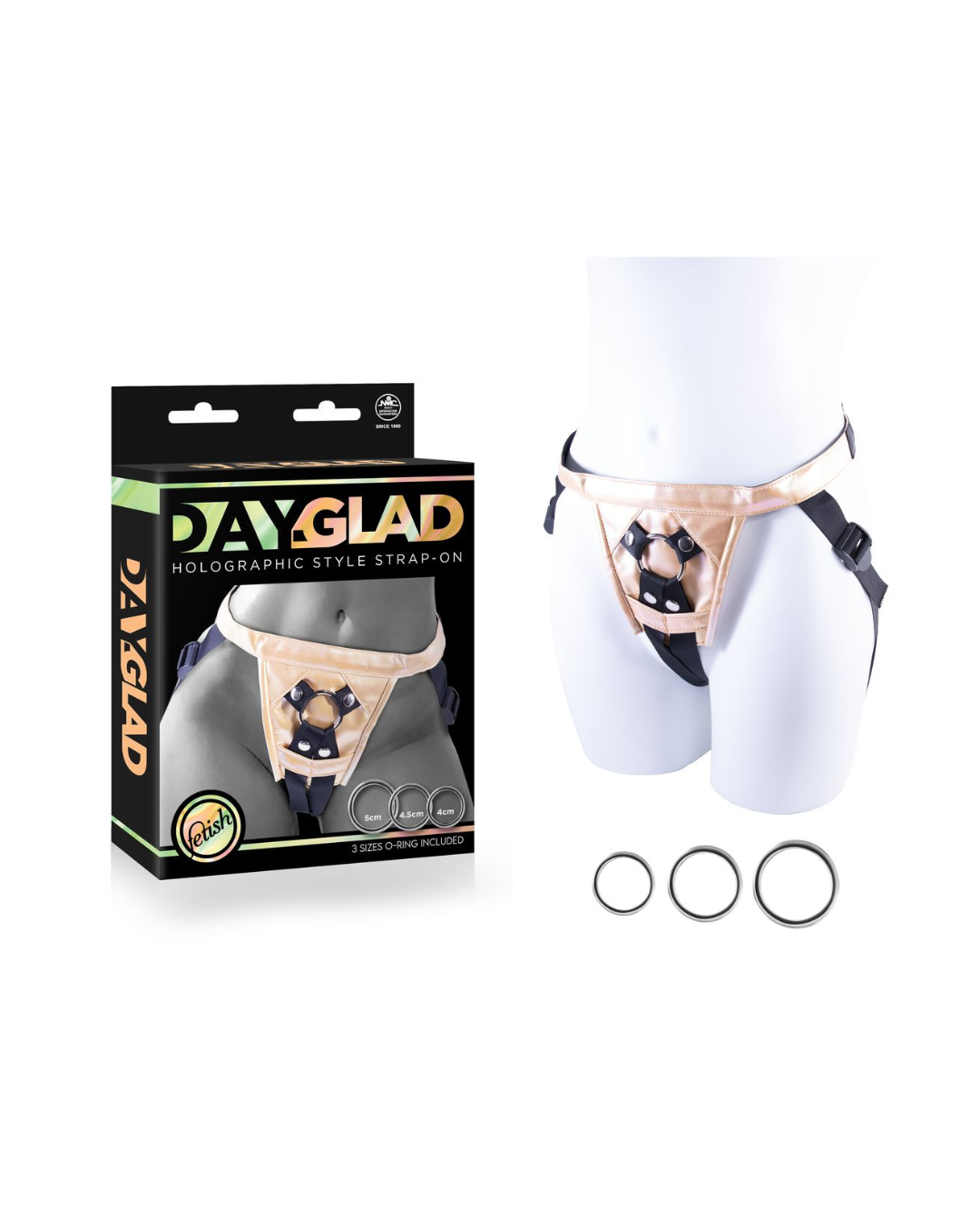 Day-Glad PU Harness with Three Different Size Metal Rings – Harness Default Title > Dildos > Strap On Harnesses