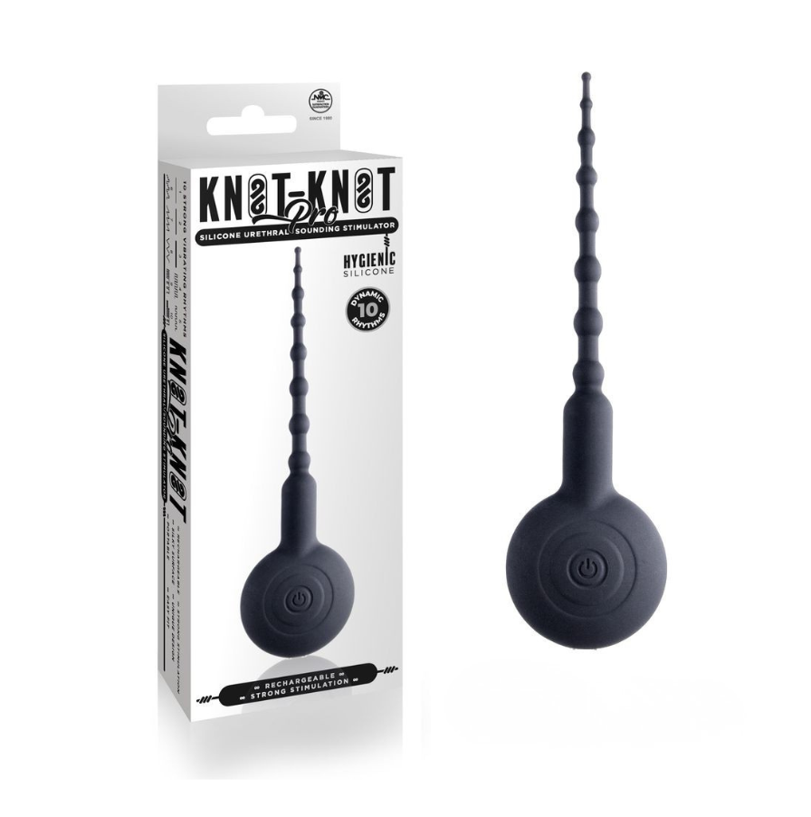 Knot-Knot Pro (Black) – Silicone Vibrating Urethral Plug > Sex Toys For Men > Sounding Rods