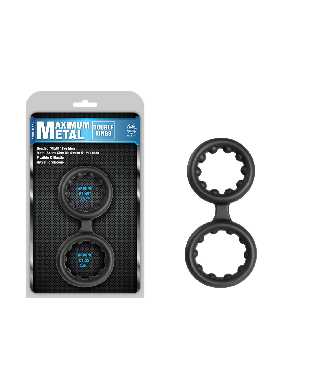 Maximum Metal 2 in 1 (Black) Silicone Cock Ring Secondary image