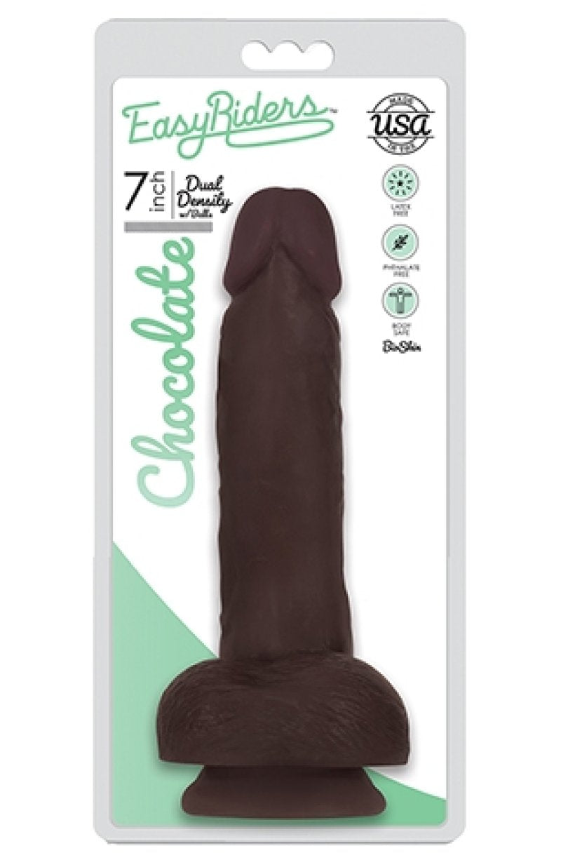 Easy Riders 7 Inch Slim Bioskin Dong With Balls Chocolate