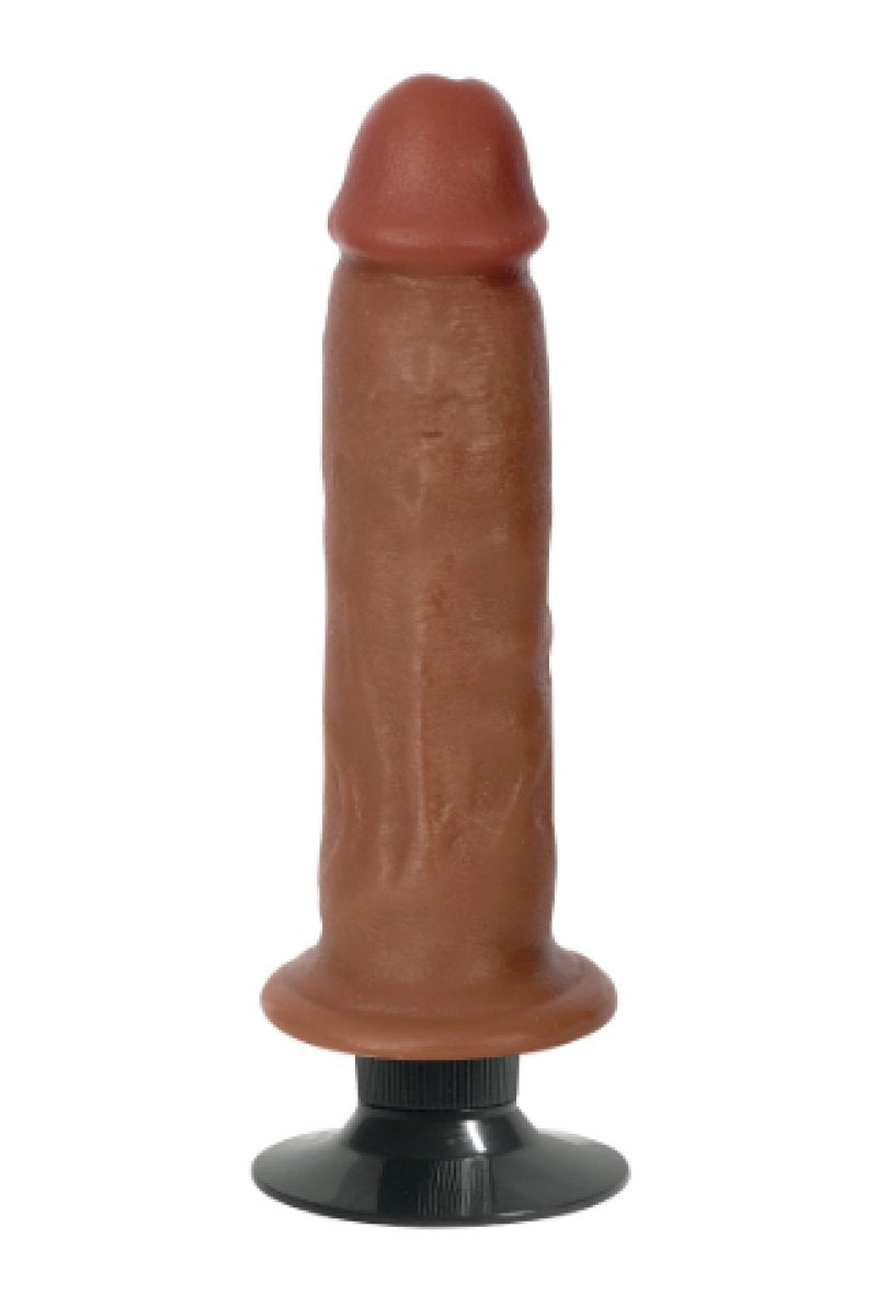 Jock 7 Inch Bareskin Vibrating Dong No Balls Latte Color