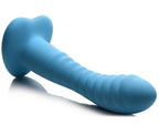 Simply Sweet 7 Inch Ribbed Silicone Dildo Blue with Heart-Shaped Suction Base
