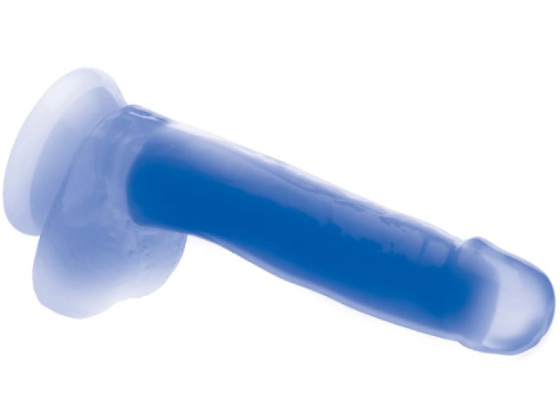 Lollicock 7 Inch Glow-In-The-Dark Silicone Dildo With Balls Blue Main image