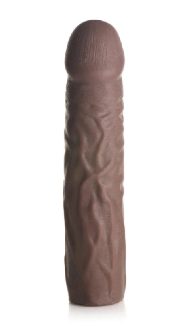 JOCK Extra Long 1.5 Inch Dark Penis Extension Sleeve with Realistic Texture