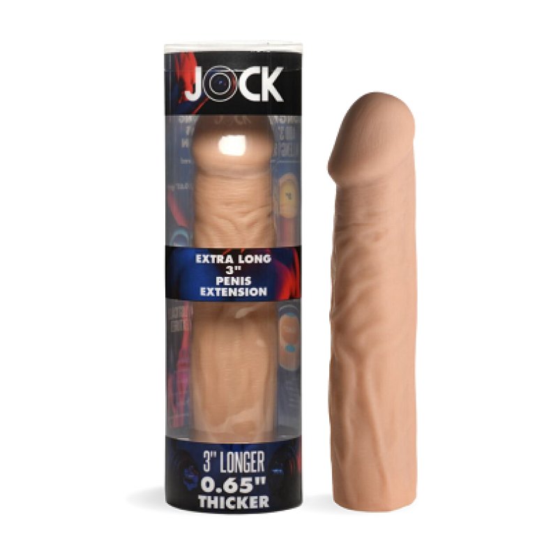 JOCK Extra Long 3 Inch Penis Extension Sleeve Light 3 Inches Longer 0.65 Inch Thicker Realistic TPE Material