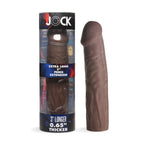 JOCK Extra Long 3 Inch Dark Penis Extension Sleeve with Realistic Texture and 0.65 Inch Girth