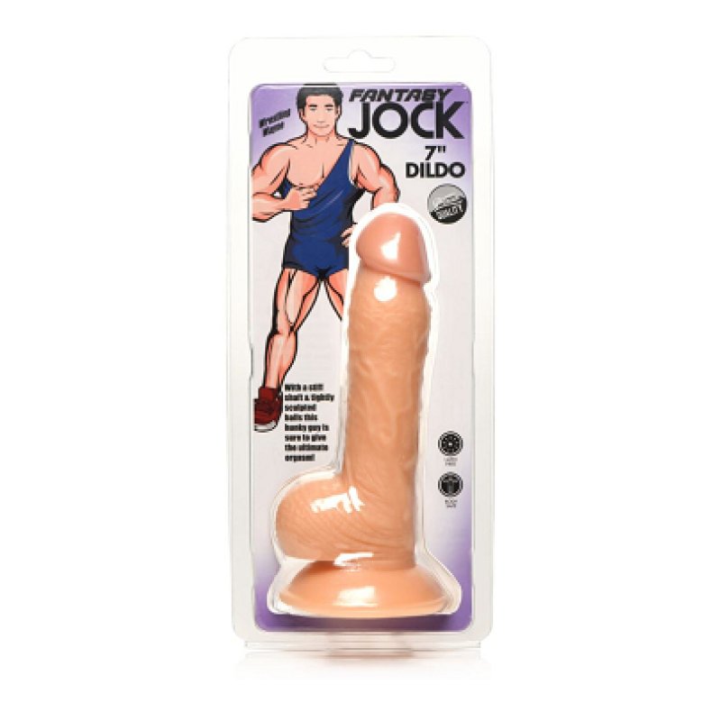 Jock Wrestling Wayne 7 Inch Light PVC Dildo with Balls Harness Compatible