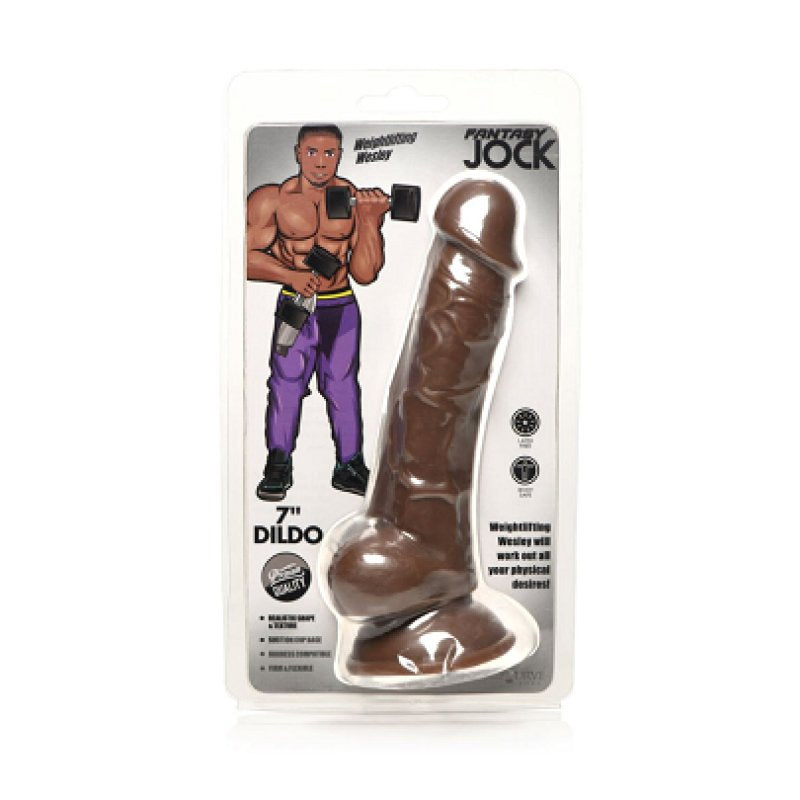Jock Weightlifting Wesley 7 Inch Dildo with Balls Dark