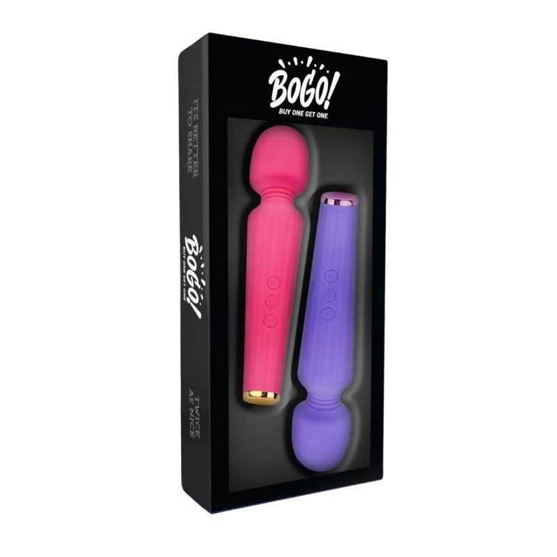 Bogo Wand Dual Pack Vibrators in Pink and Purple with Whisper Quiet Motor