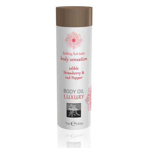 Shiatsu Luxury Edible Body Oil Strawberry and Red Pepper Default Title Massage Oil