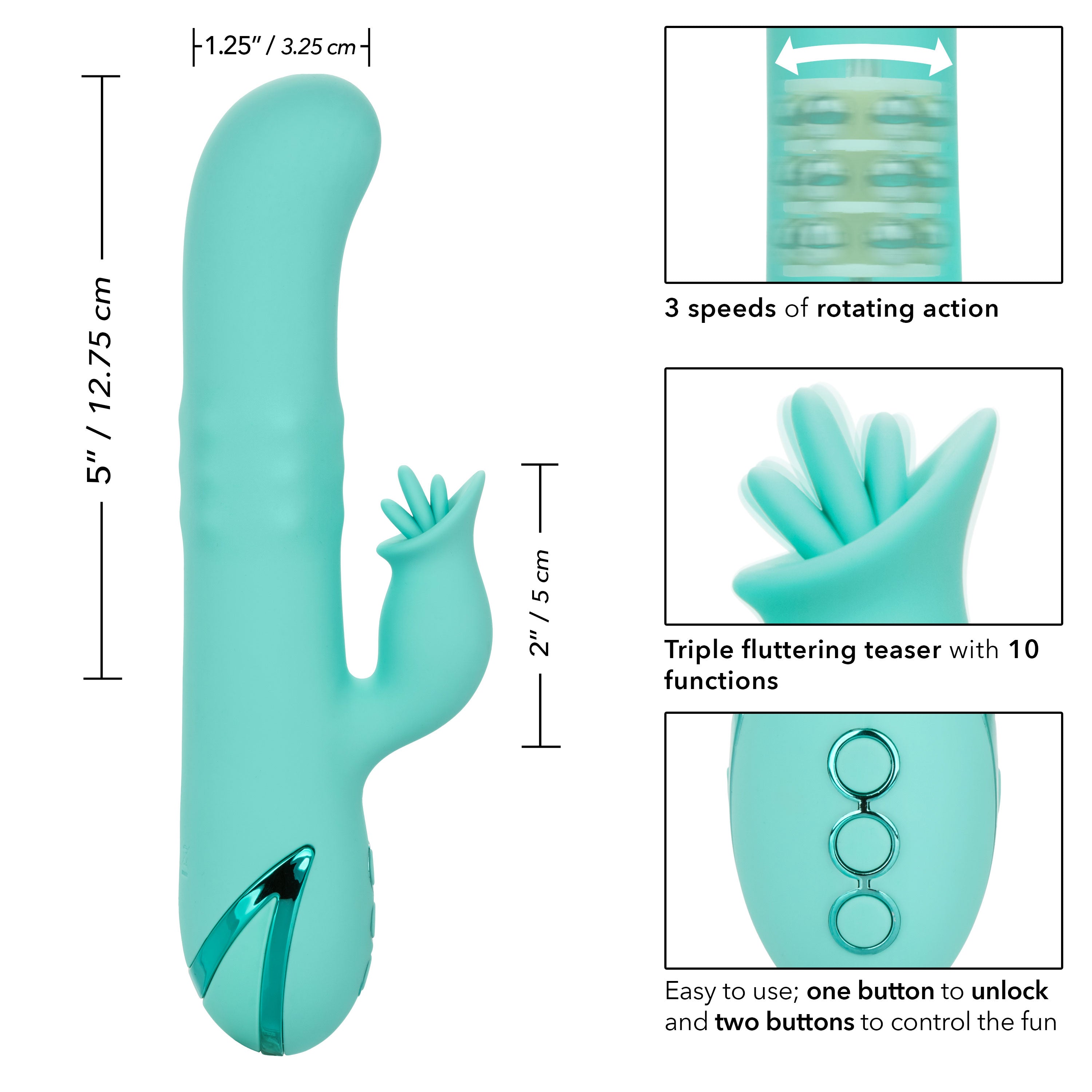 California Dreaming Bel Air Bombshell Silicone Vibrator in Aqua Blue with Triple Motors and 10 Vibration Functions > Vibrators > Ladies > Rabbit