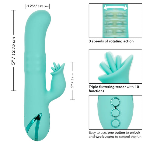 California Dreaming Bel Air Bombshell Silicone Vibrator in Aqua Blue with Triple Motors and 10 Vibration Functions > Vibrators > Ladies > Rabbit