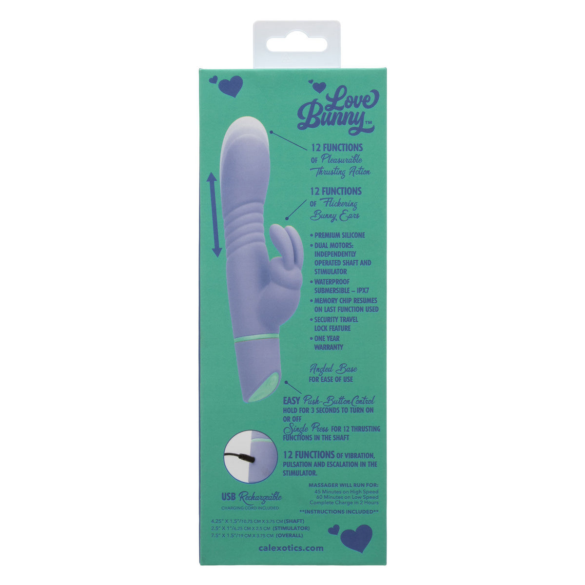Love Bunny Thrusting Bunny Purple 7.5 Inch Dual Stimulator Vibrator > Vibrators > Ladies > Rabbit