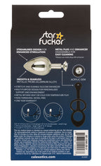 Star Fucker XL Teardrop Plug Black Silicone and Silver Metal Dual Enhancer with Sparkling Gem Accent > Anal Range > Prostate Plugs