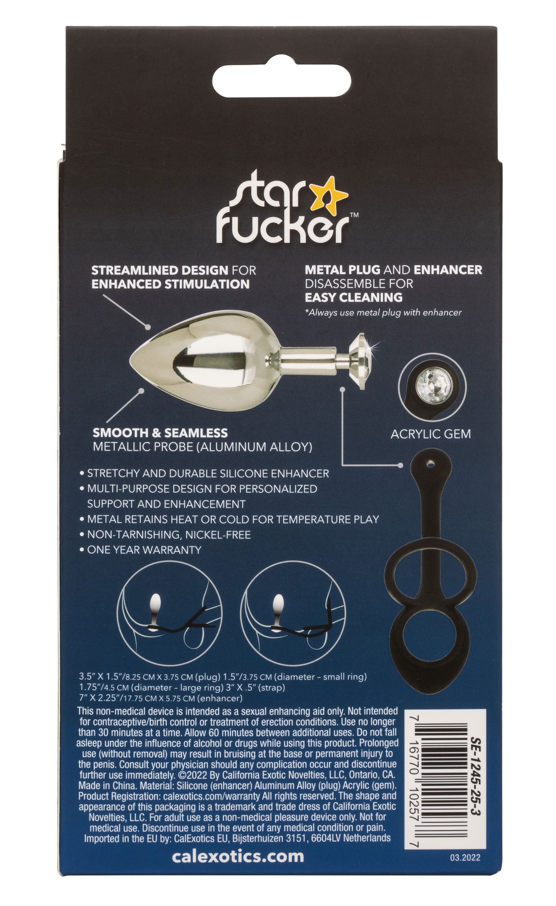 Star Fucker XL Teardrop Plug Black Silicone and Silver Metal Dual Enhancer with Sparkling Gem Accent > Anal Range > Prostate Plugs