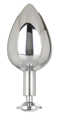 Star Fucker XL Teardrop Plug Black Silicone and Silver Metal Dual Enhancer with Sparkling Gem Accent > Anal Range > Prostate Plugs