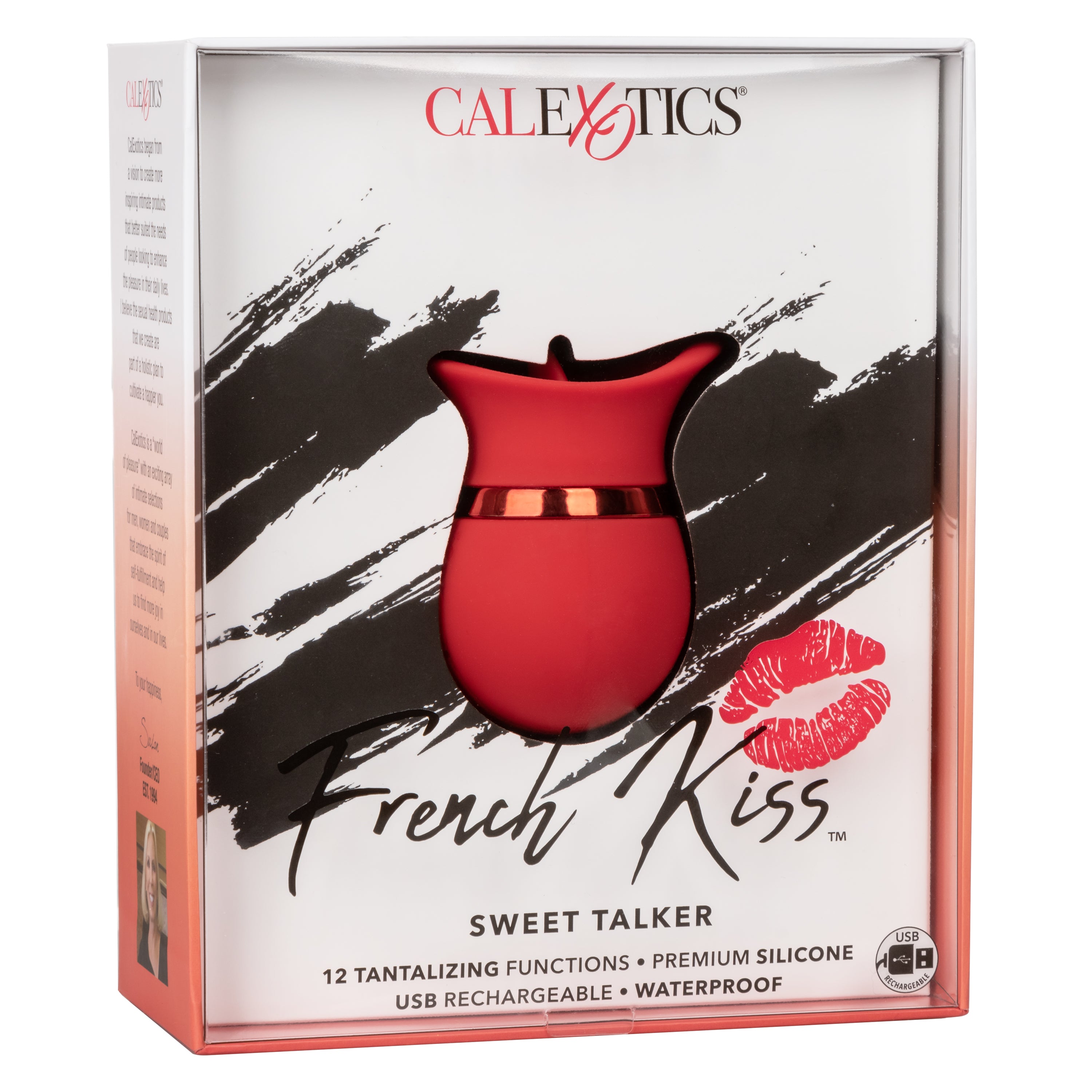 French Kiss Sweet Talker Red Compact Rechargeable Silicone Massager with 12 Vibration Functions Finger Stimulator