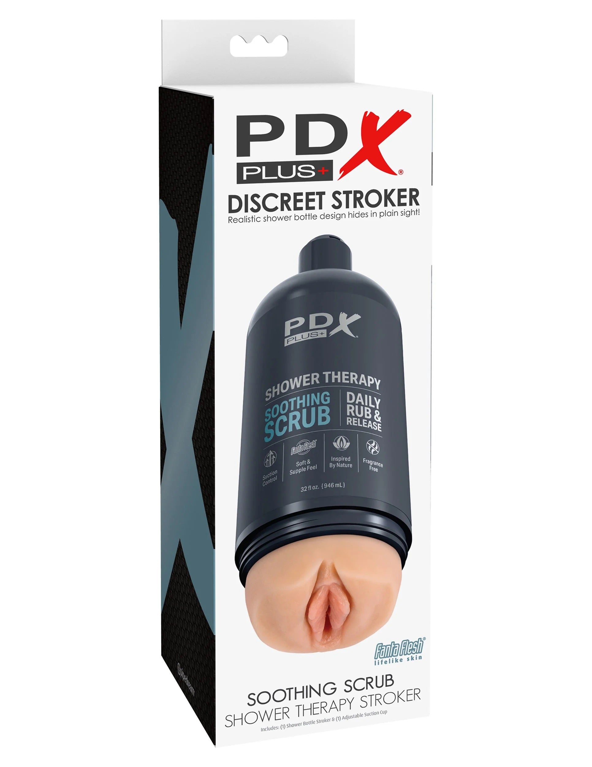 PDX Discreet Shower Soothing Scrub Shampoo Bottle Edition – Soft PVC Masturbator Beige > Sex Toys For Men > Masturbators > Manual