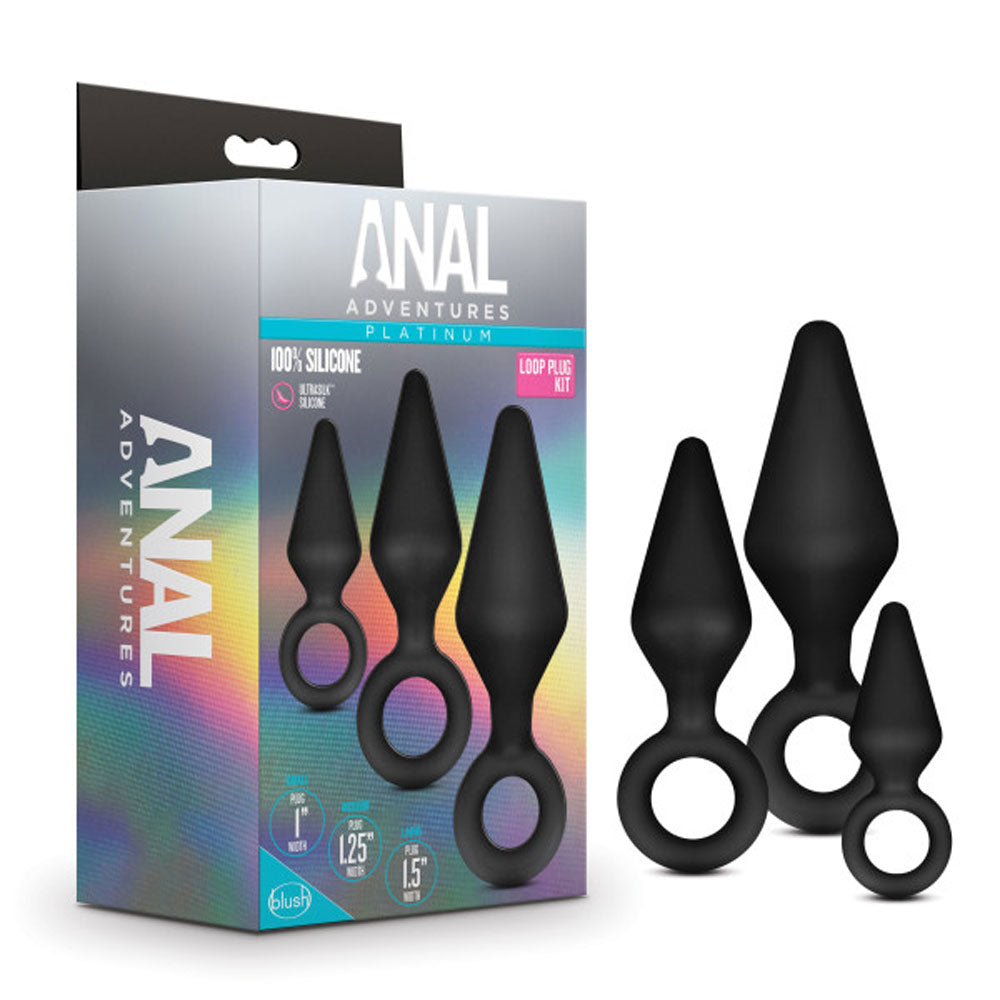 Anal Adventures Platinum Silicone Loop Plug Kit – Silicone Anal Plug Kit > Anal Range > Butt Plug Kits