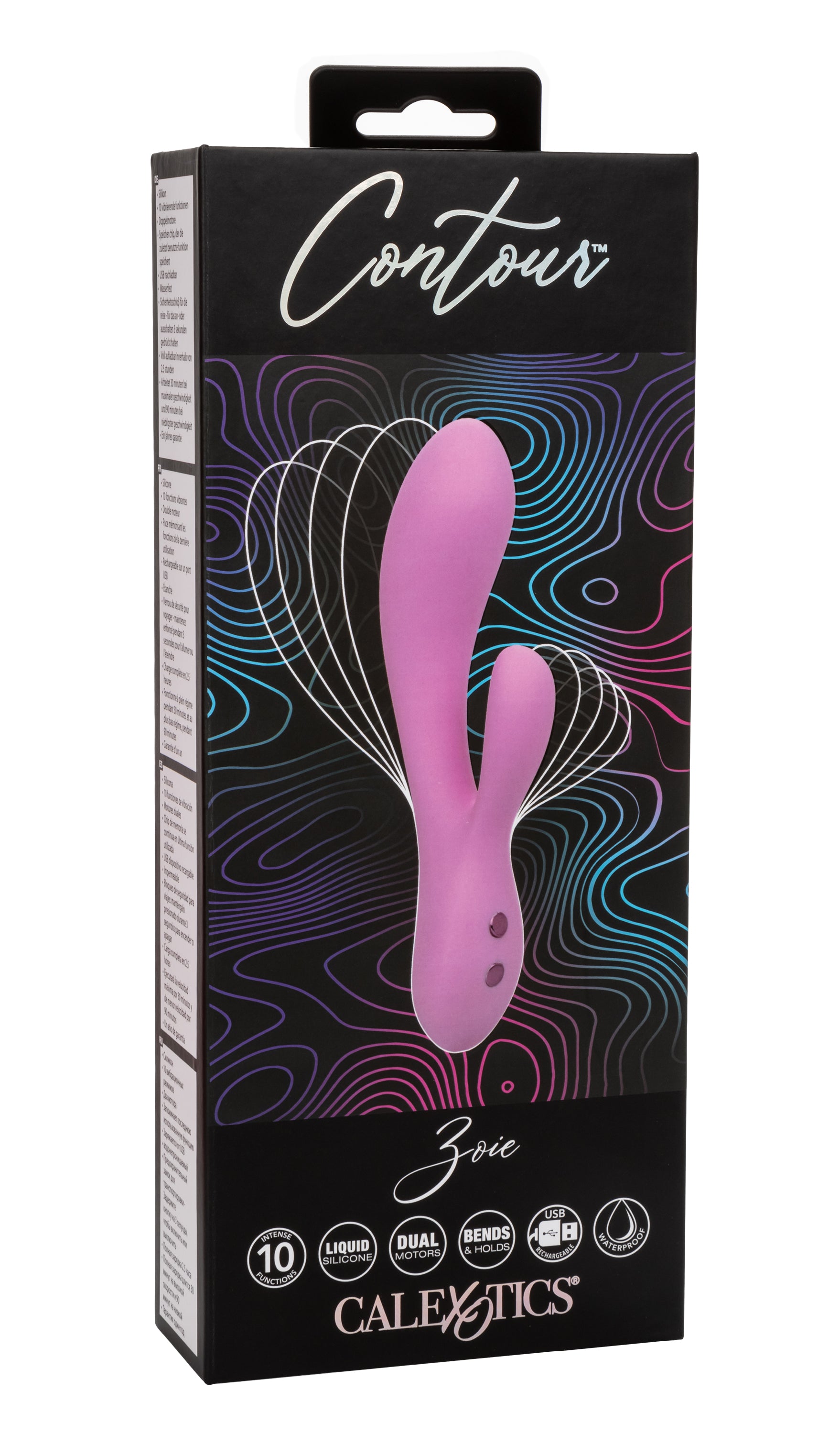 Contour Zoie Pink Flexible Dual Massager with 10 Vibration Functions and Silicone Design Pink > Vibrators > Ladies > Rabbit