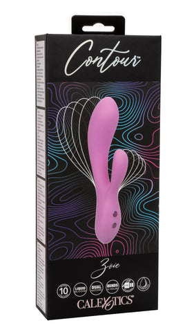 Contour Zoie Pink Flexible Dual Massager with 10 Vibration Functions and Silicone Design Pink > Vibrators > Ladies > Rabbit