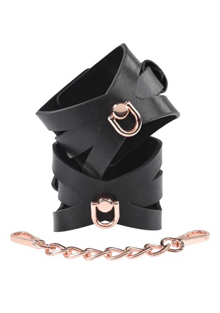 Sex & Mischief Brat Handcuffs in Rose Gold and Black > Bondage Gear > Restraints