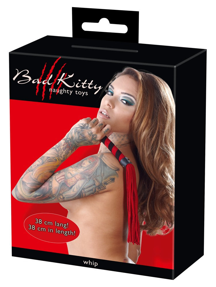 Bad Kitty Flogger Red Small 38 cm Soft Velour Textile Handle Whip > Bondage Gear > Whips & Floggers