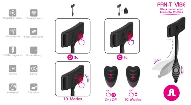 Adrien Lastic Pan-T Vibe Wearable Panty Vibrator with Heart-Shaped Remote > Sex Toys For Ladies > Panty Vibes