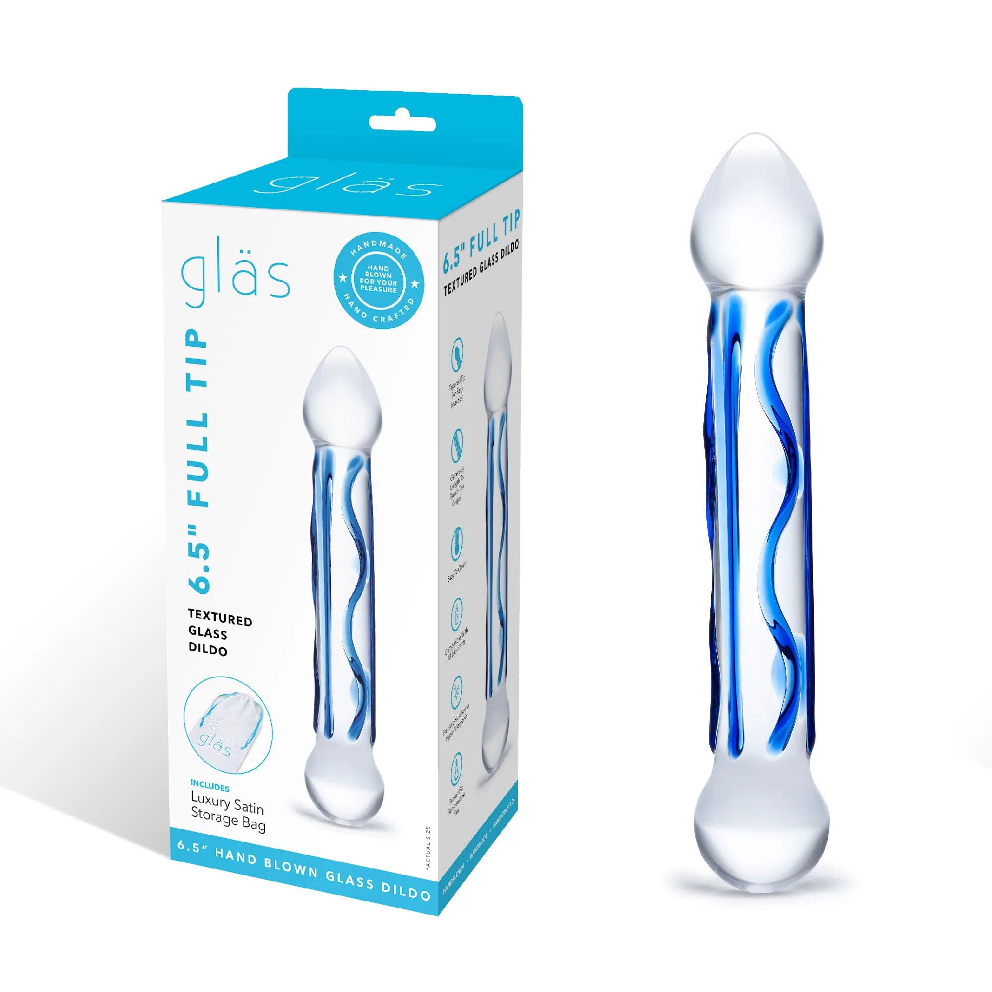 Electric Novelties Glass Dildo – 6.5 Inch Textured Full Tip Smooth Girth Adult Toy Secondary image
