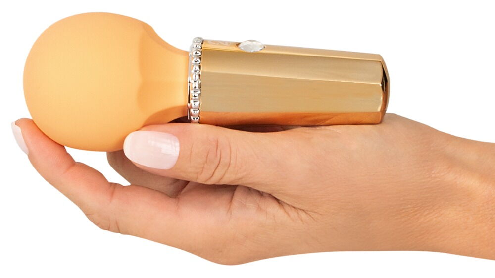 Mini Wand Mango Massage Wand 12.7 cm With Glitter Stone Button and 10 Vibration Modes Secondary image