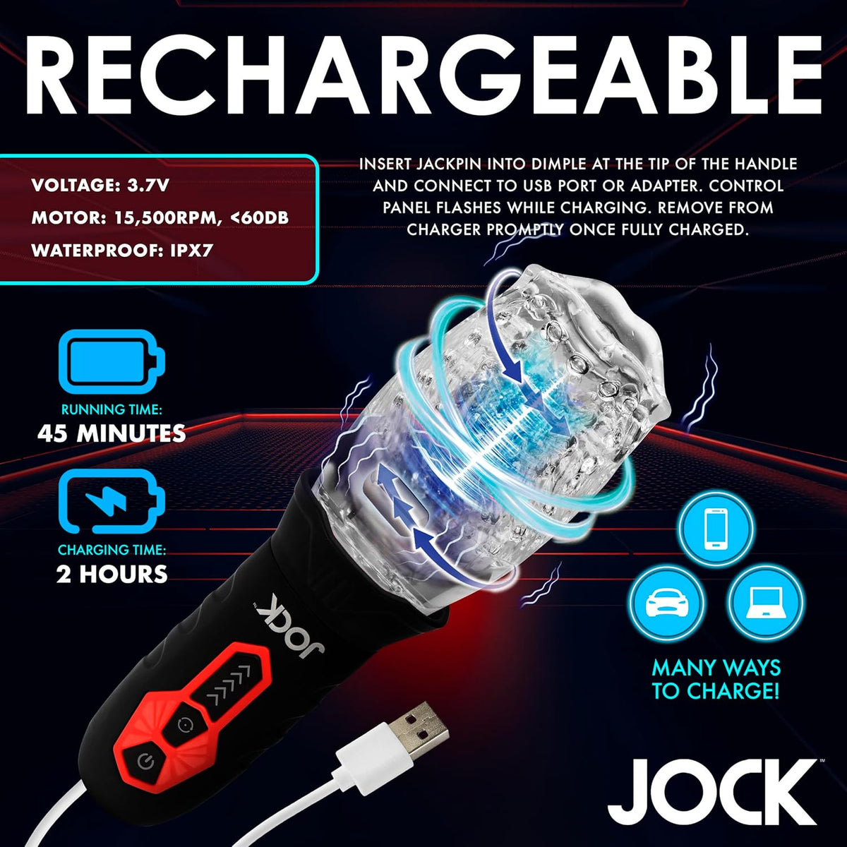 Jock Spinning and Vibrating Masturbator with Multiple Speeds and Patterns > Sex Toys For Men > Masturbators > Vibrating
